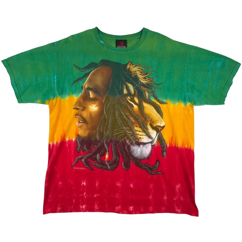 Vintage Bob Marley Lion Tie Dye T-Shirt Zion RootsWear 1X 2007 Graphic